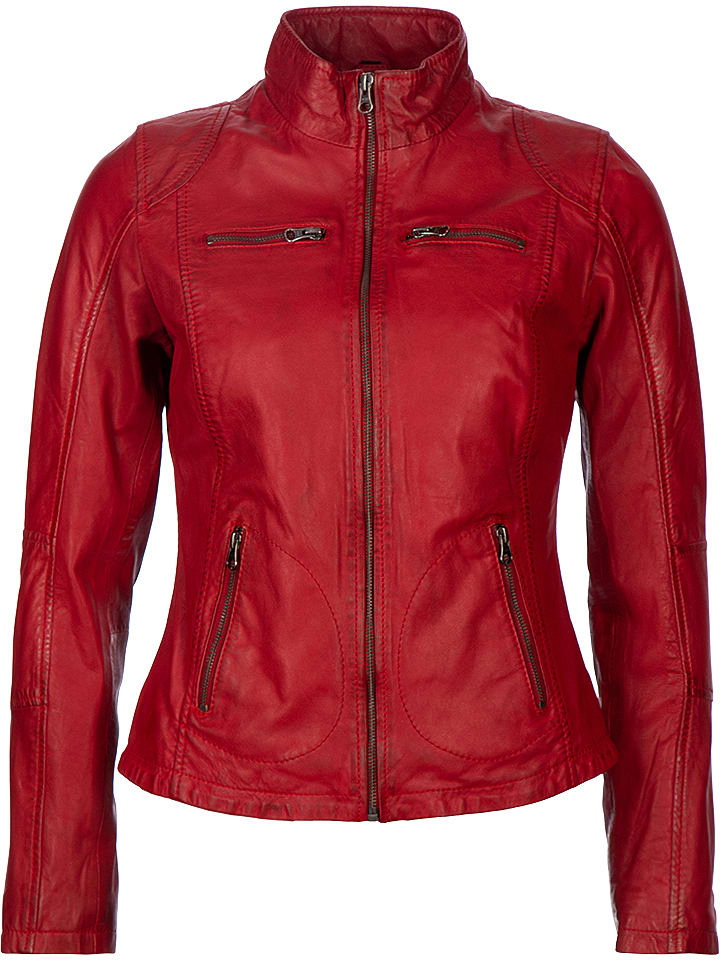 7eleven Skórzana kurtka "Sevana" w kolorze czerwonym rozmiar: 46