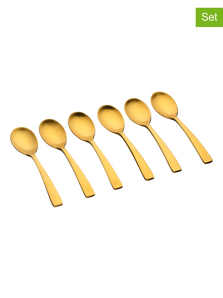 Björn Łyżeczki (6 szt.) "Oglu" w kolorze złotym do kawy - dł. 12 cm rozmiar: onesize