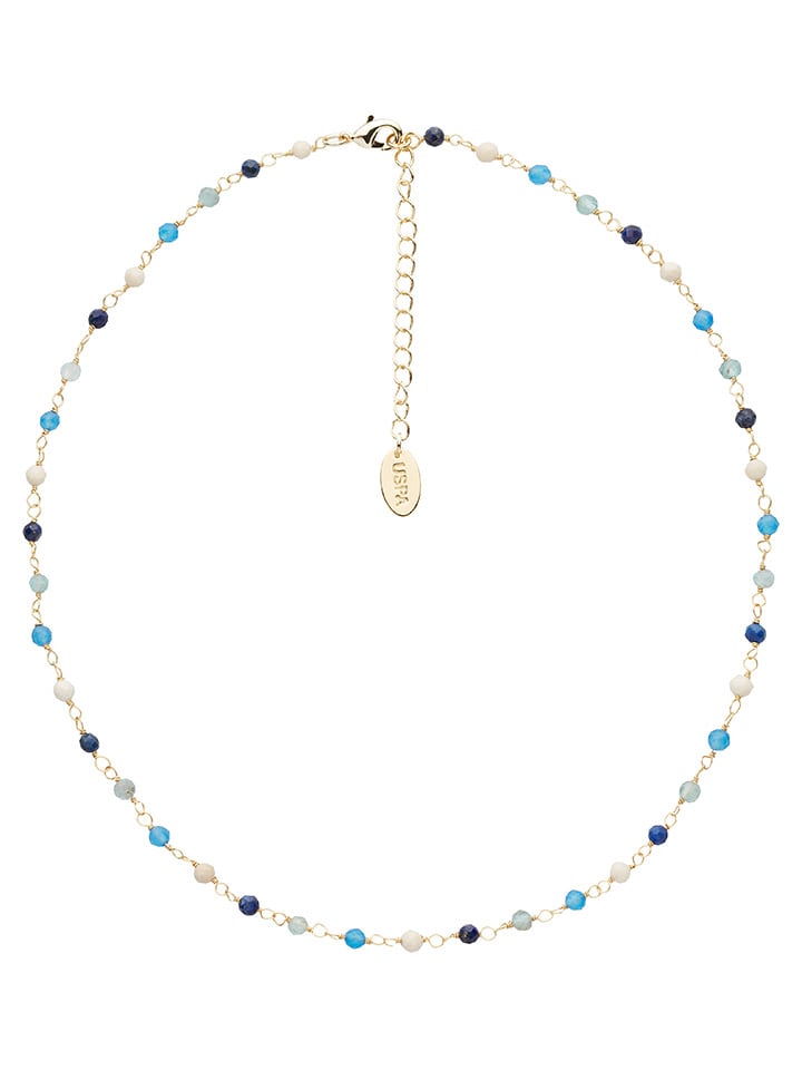 U.S. Polo Assn. Pozłacany naszyjnik z kamieniami szlachetnymi - dł. 36,5 cm rozmiar: onesize