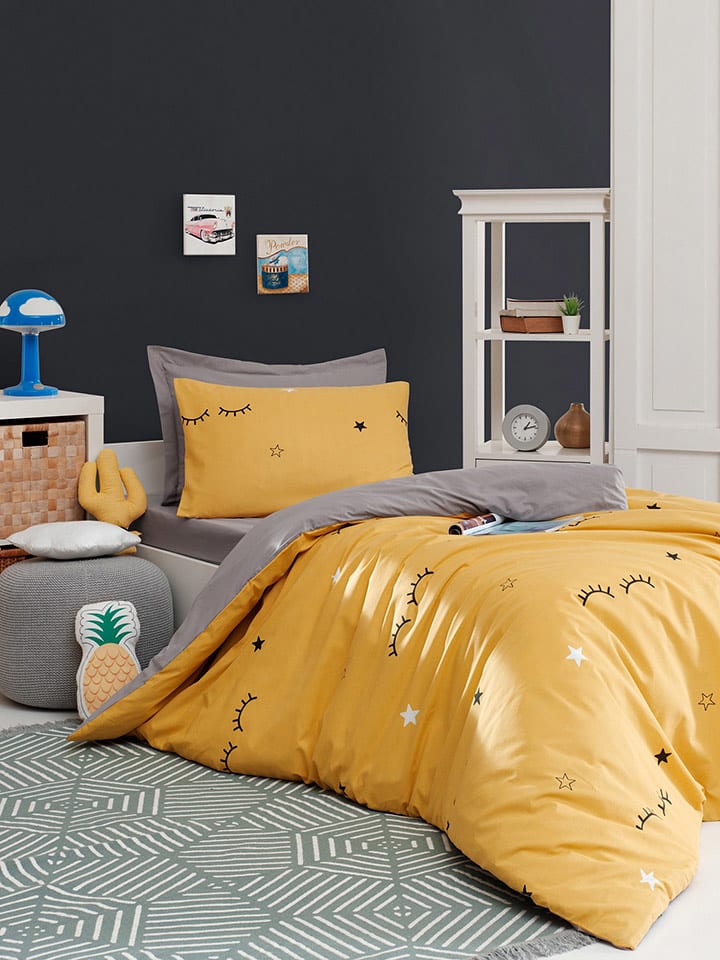 Elizabed Komplet pościeli w kolorze żółto-jasnoszarym rozmiar: 155x220 cm