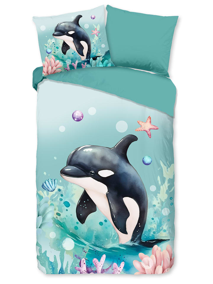 Pure Komplet pościeli w kolorze błękitno-turkusowym z mikrofibry rozmiar: 140x220 cm