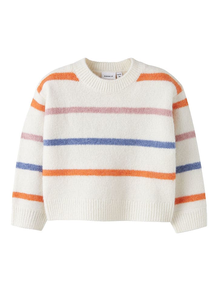name it Sweter "Olenska" w kolorze biało-pomarańczowo-niebieskim rozmiar: 92