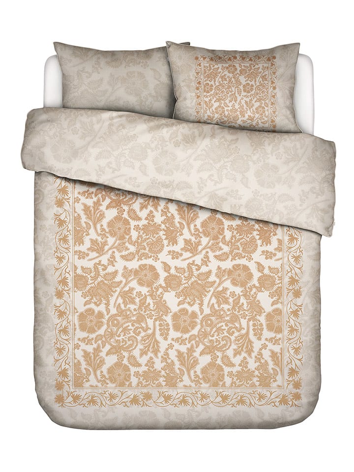 Essenza Komplet pościeli satynowej "Maere" w kolorze beżowo-musztardowym rozmiar: 135x200 cm