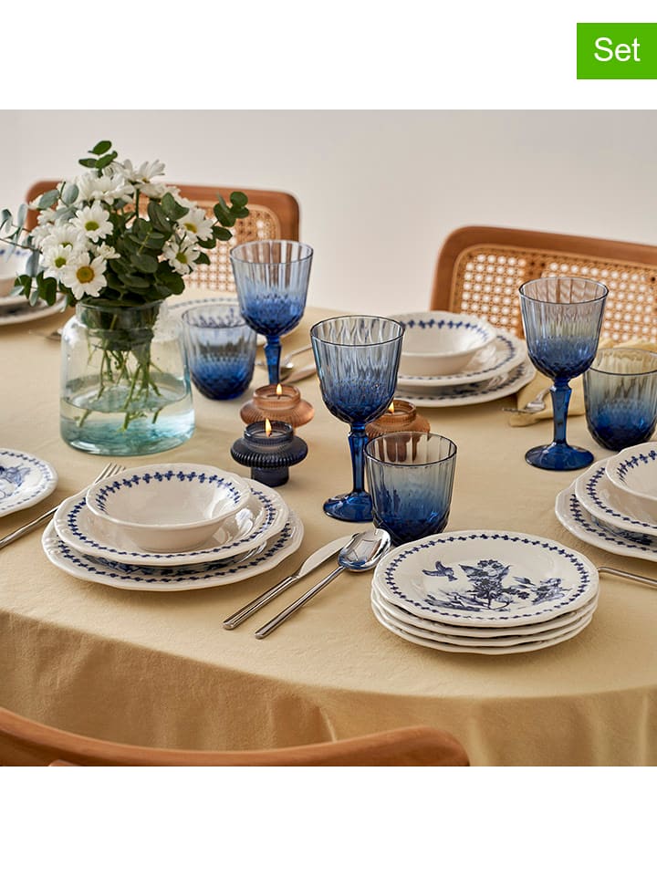 BELLA MAISON 24-częściowy zestaw talerzy "Vanessa" w kolorze niebiesko-białym rozmiar: onesize