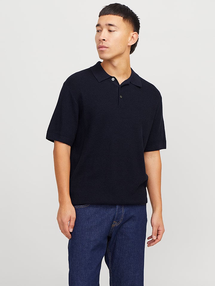 Jack & Jones Koszulka polo "Cooper" w kolorze granatowym rozmiar: L