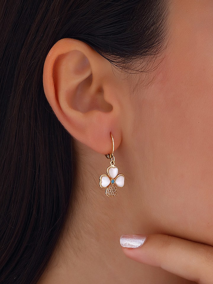 Nakkash Pozłacane kolczyki z cyrkoniami i masą perłową rozmiar: onesize