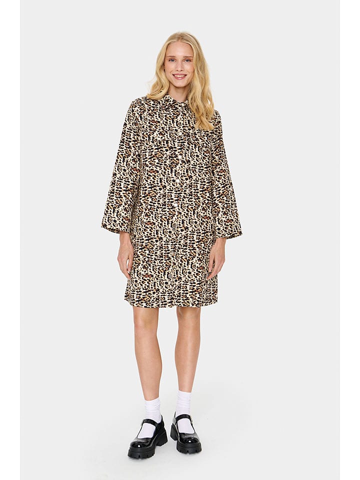 SAINT TROPEZ Sukienka "Zeeka" w kolorze jasnobrązowo-czarno-beżowym rozmiar: XL