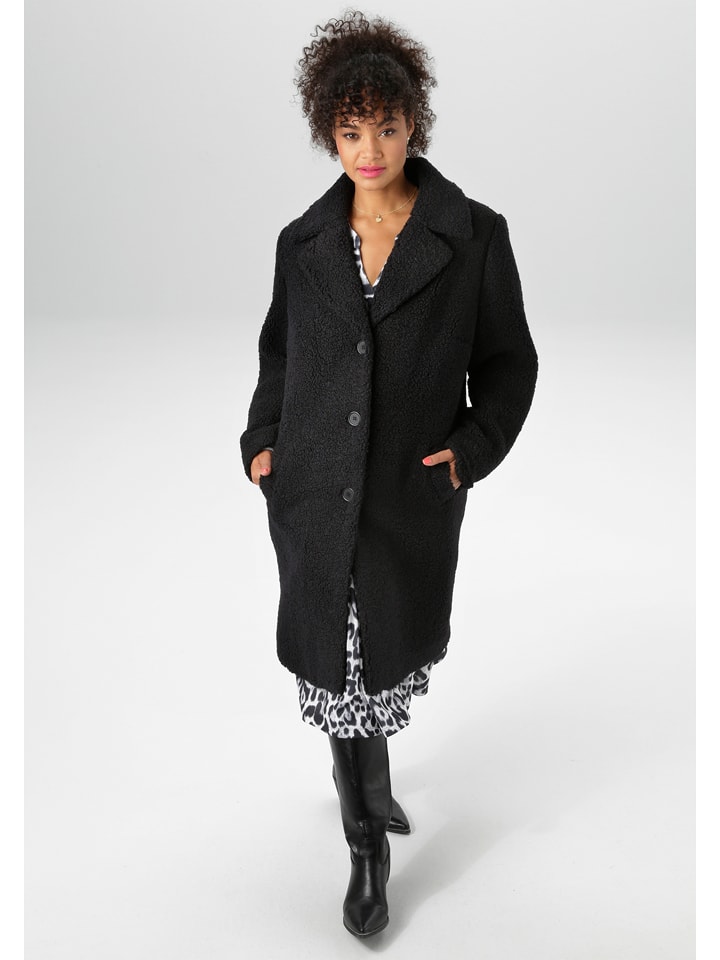 Aniston Płaszcz pluszowy w kolorze czarnym rozmiar: 48