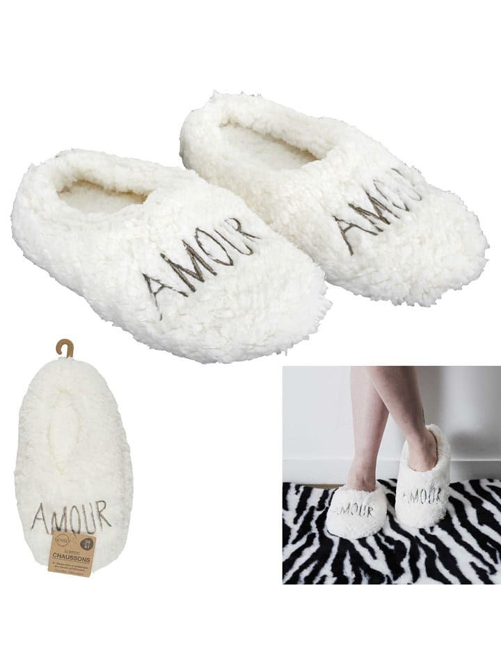 THE HOME DECO FACTORY Kapcie w kolorze kremowym rozmiar: onesize