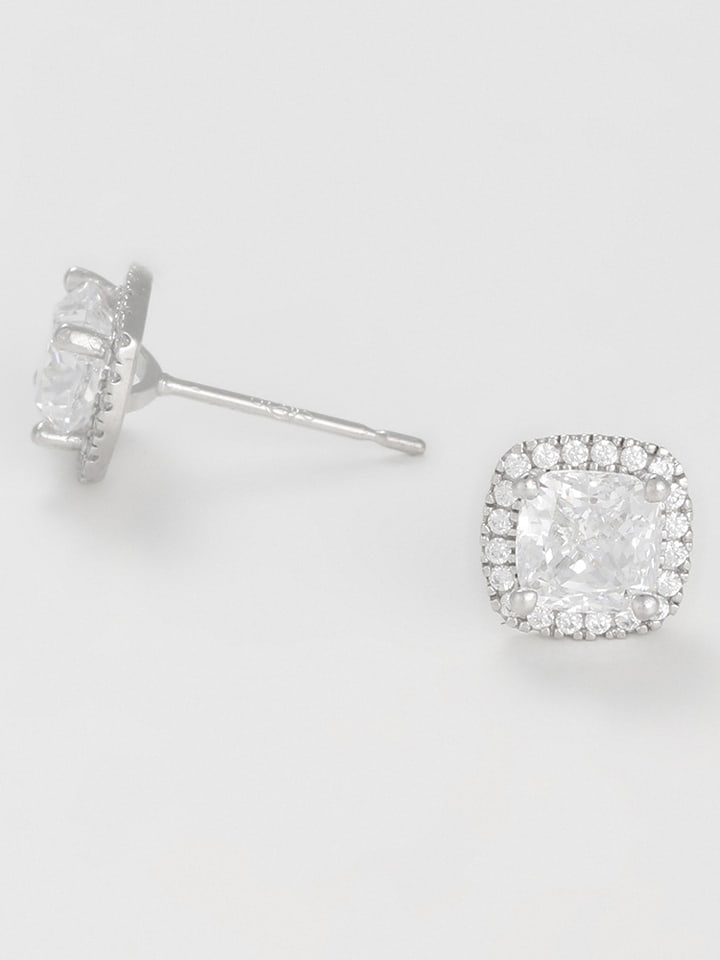 OR ÉCLAT Złote kolczyki-wkrętki "Carré brillant" z kryształami rozmiar: onesize