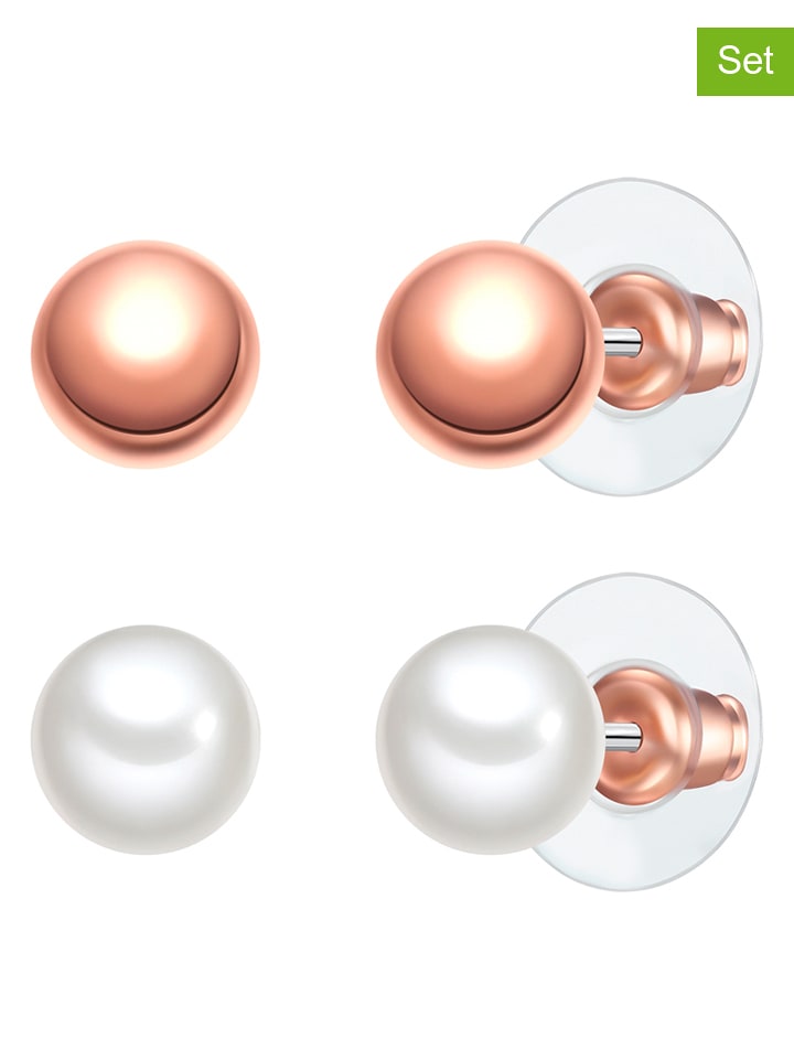 Yokoamii Pozłacane kolczyki-wkrętki (2 pary) z perłami rozmiar: onesize