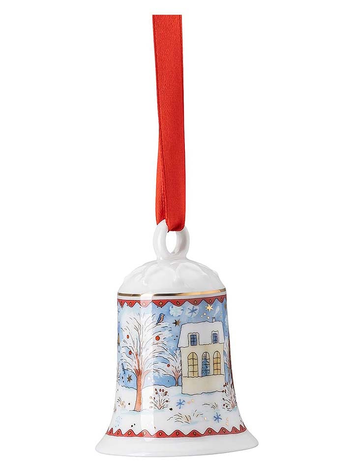 Hutschenreuther Dzwonek choinkowy w kolorze czerwono-białym - wys. 7,5 x Ø 5,3 cm rozmiar: onesize