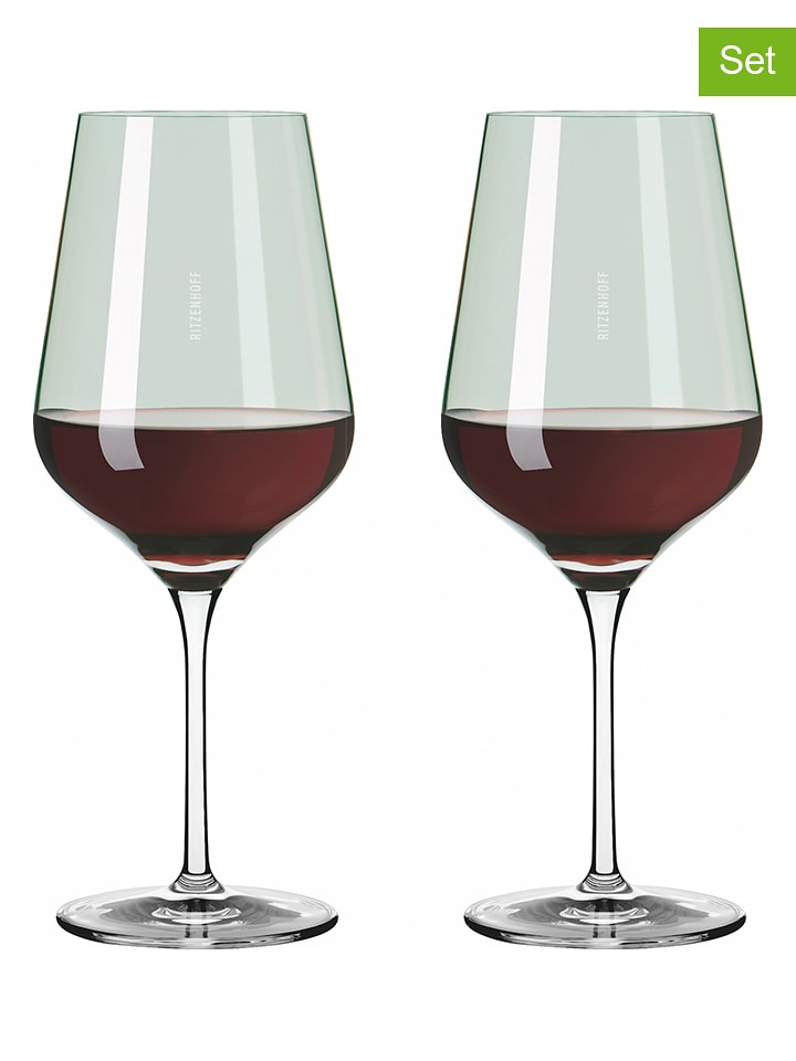 RITZENHOFF Kieliszki (2 szt.) w kolorze zielonym do czerwonego wina - 570 ml rozmiar: onesize