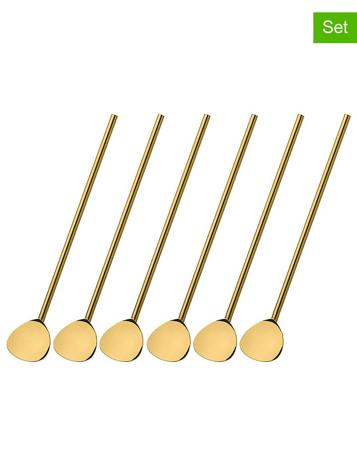 Cilio Łyżeczki koktajlowe (6 szt.) w kolorze złotym - dł. 20 cm rozmiar: onesize