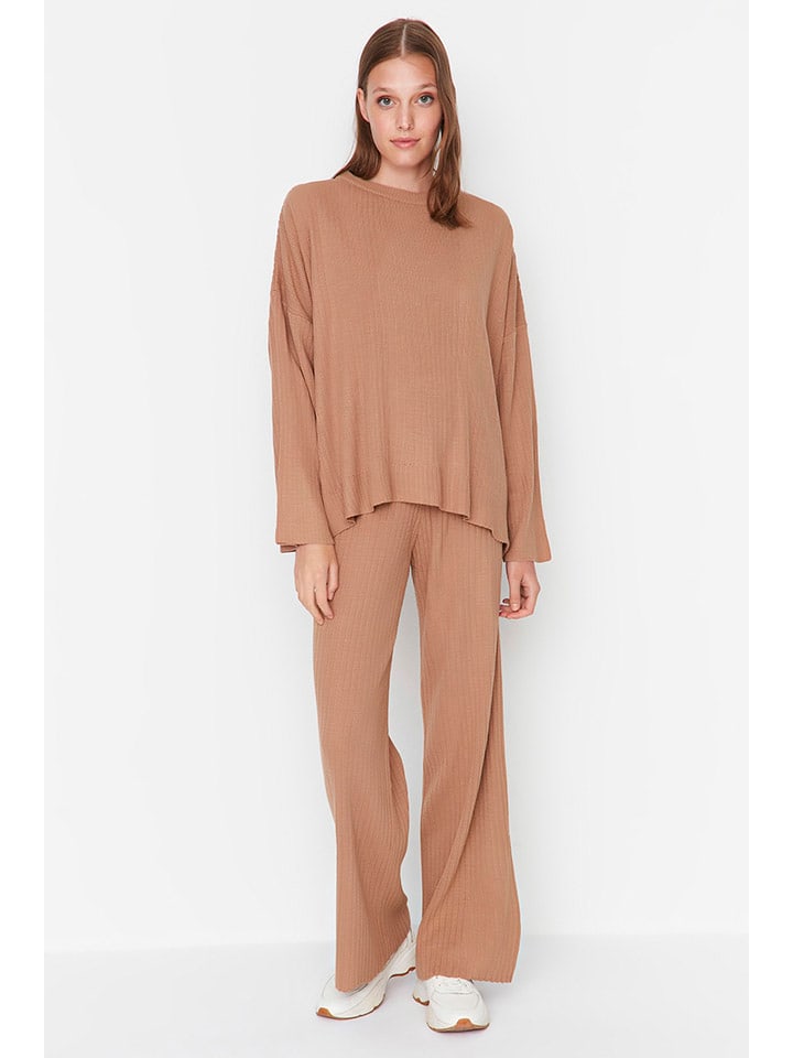 trendyol 2-częściowy zestaw w kolorze karmelowym rozmiar: L
