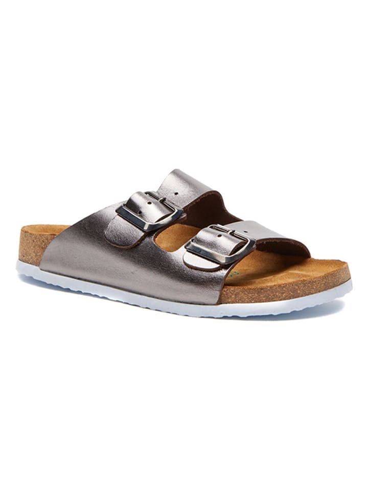 Comfortfusse Skórzane klapki w kolorze srebrnym rozmiar: 35