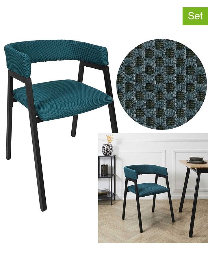 Rétro Chic Krzesła (2 szt.) "Atome" w kolorze morskim - 50 x 74 x 50,5 cm rozmiar: onesize
