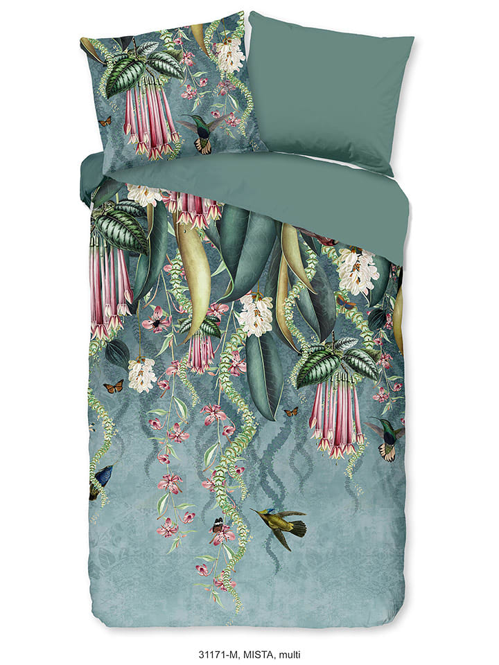 Pure Komplet pościeli "Mista" w kolorze zielonym ze wzorem z mikrofibry rozmiar: 200x220 cm