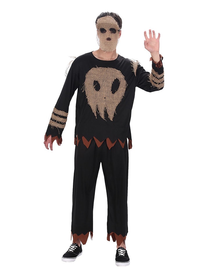 CHAKS 2-częściowy kostium "Hockey Goaly Ghost" w kolorze czarno-beżowym rozmiar: onesize