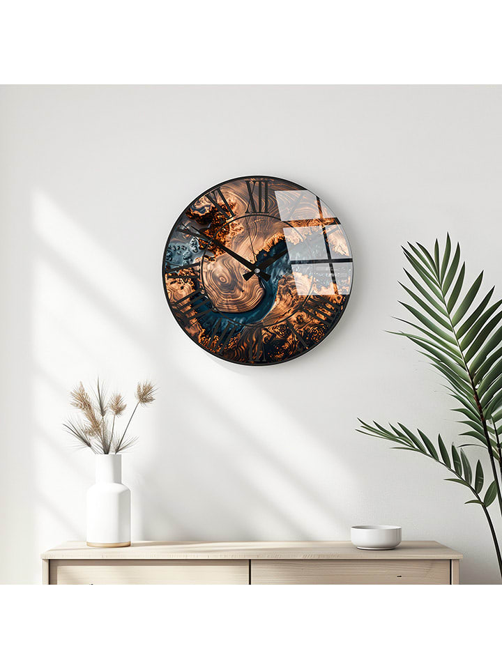 ABERTO DESIGN Zegar ścienny w kolorze brązowo-niebieskim - Ø 40 cm rozmiar: onesize
