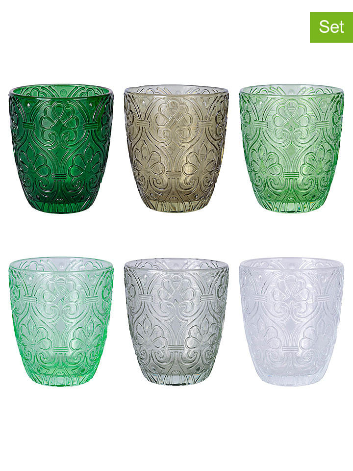 Villa d´Este Szklanki (6 szt.) "Granada" w kolorze zielonym - 300 ml rozmiar: onesize
