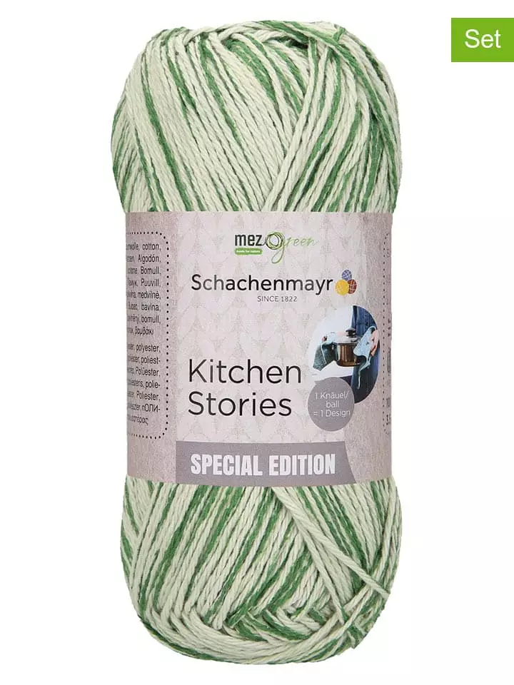 Schachenmayr since 1822 Mieszana przędza bawełniana (5 szt.) w kolorze zielono-kremowym - 5 x 100 g rozmiar: onesize