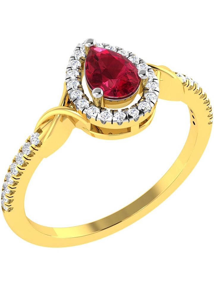 Diamant Vendôme Złoty pierścionek z diamentami i rubinem rozmiar: 60