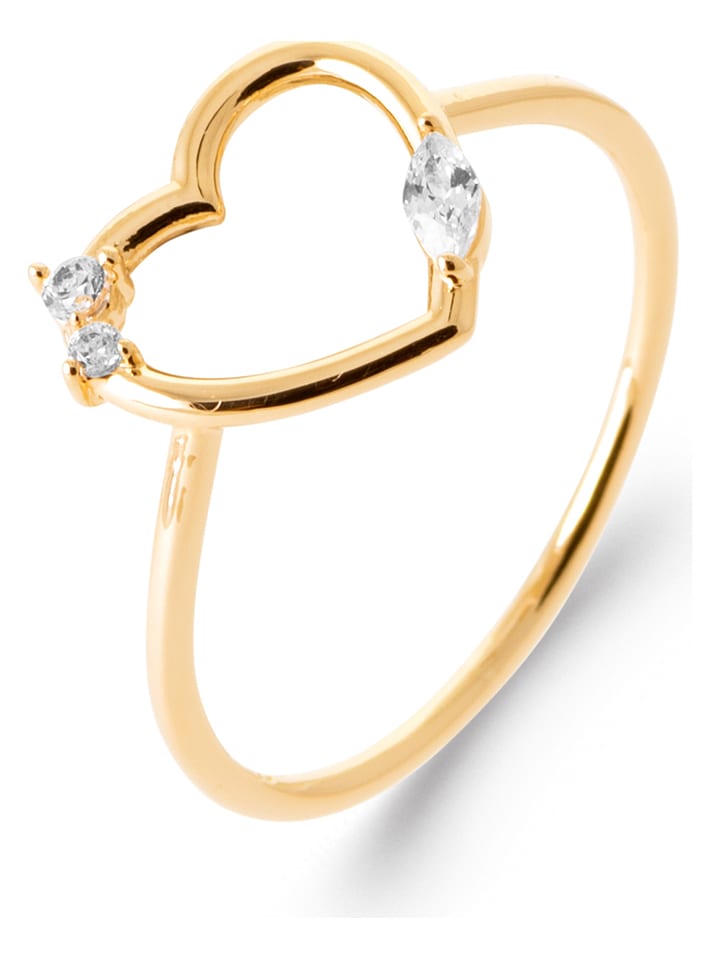 L'Atélier Précieux Pozłacany pierścionek z cyrkoniami rozmiar: 60