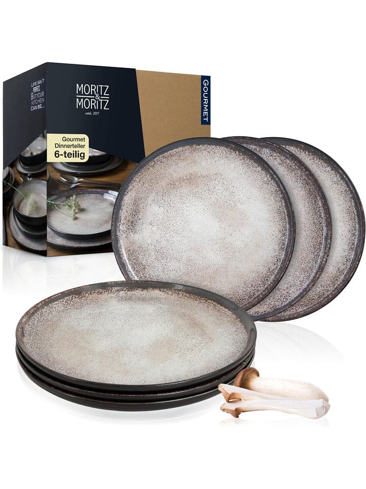 Moritz & Moritz Talerze obiadowe (6 szt.) "Vida" w kolorze beżowym - Ø 27 cm rozmiar: onesize