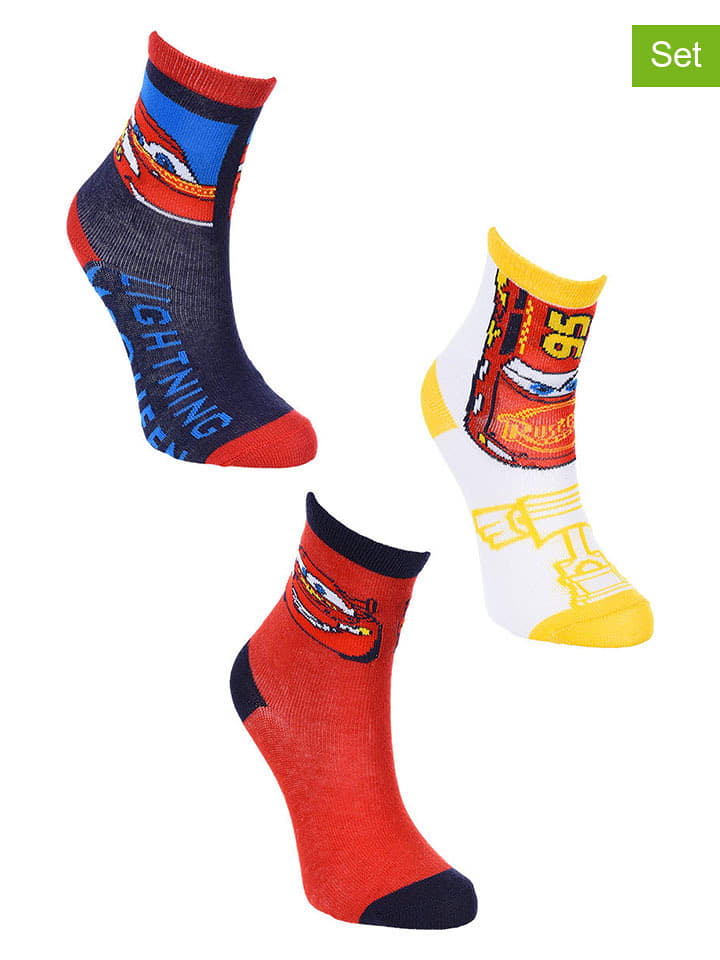 Disney Cars Skarpety (3 pary) "Auta" ze wzorem rozmiar: 23-26