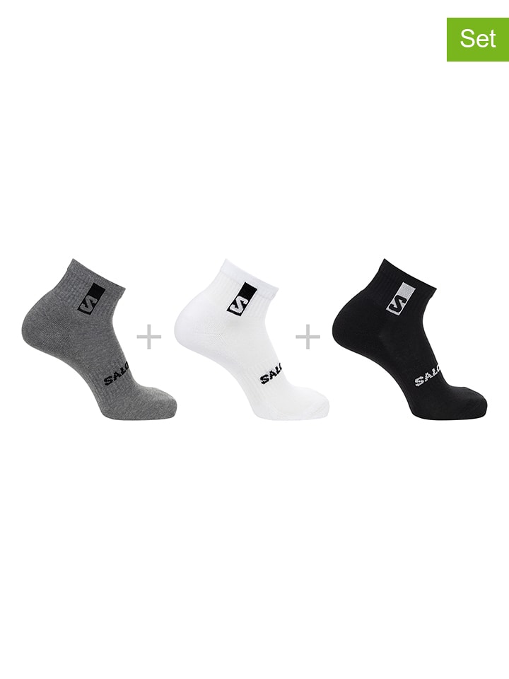 SALOMON Skarpety funkcyjne (3 pary) "Everyday Ankle" w kolorze szaro-biało-czarnym rozmiar: 39-41