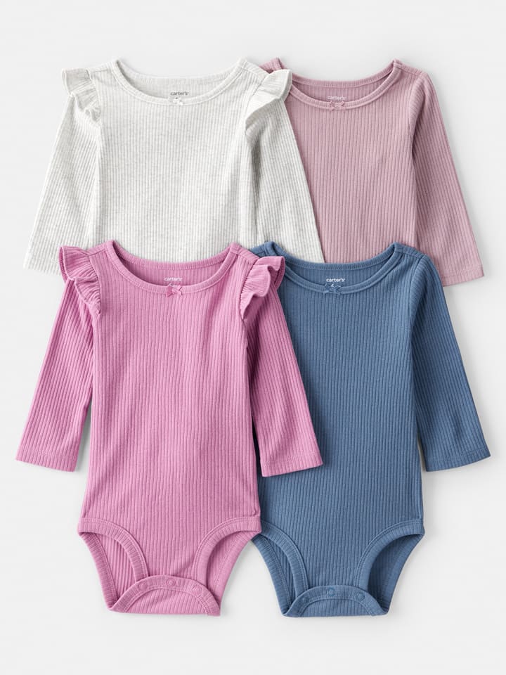 carter's Body (4 szt.) w kolorze szarym, jasnoróżowym i niebieskim rozmiar: 68