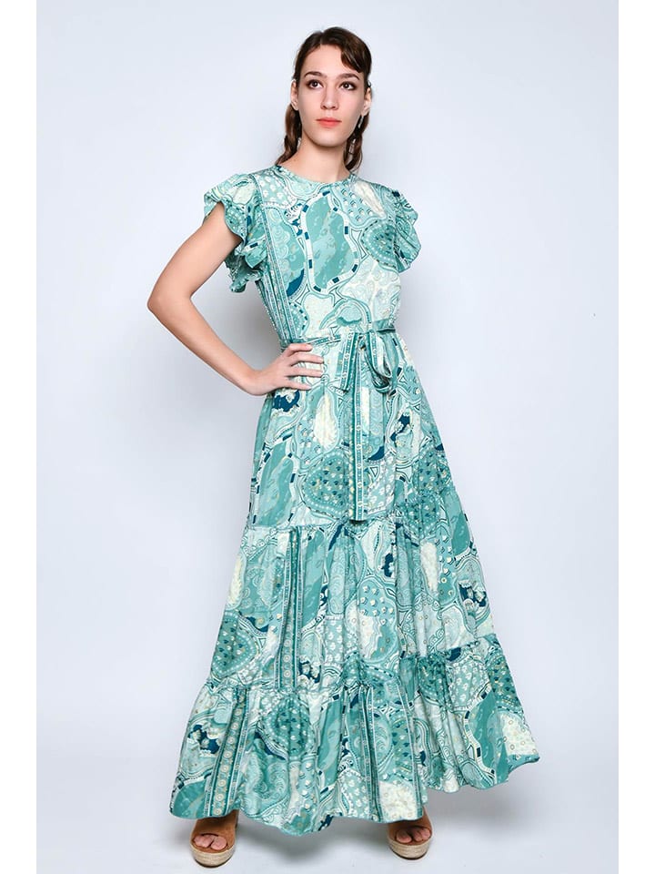 Tarifa Sukienka w kolorze turkusowo-kremowym rozmiar: L