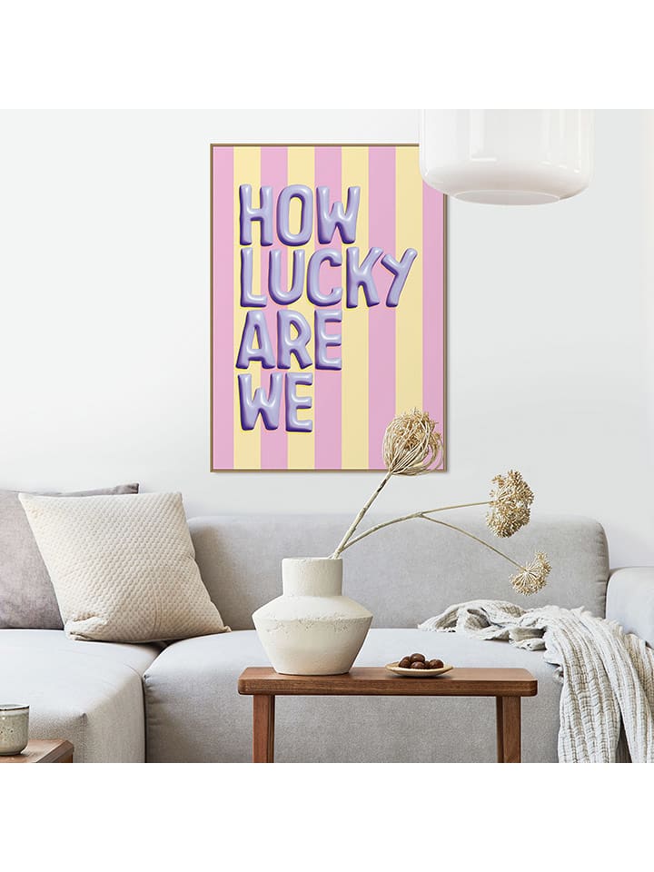 Orangewallz Druk artystyczny "How Lucky Are We" w ramce rozmiar: 50x70 cm