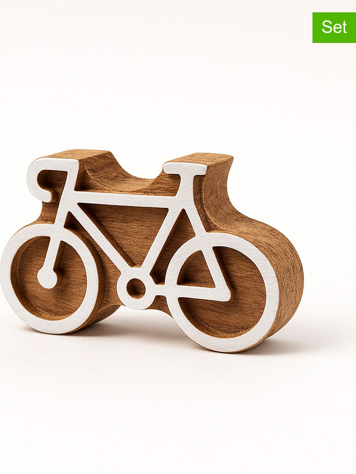 Samimi Stemple (2 szt.) "Bicycle" w kolorze jasnobrązowo-białym - 7 x 4,5 cm rozmiar: onesize