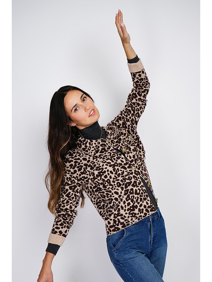 ASSUILI Kaszmirowy kardigan w kolorze beżowo-brązowym rozmiar: 36