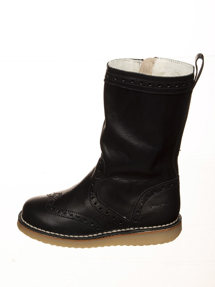 POM POM Skórzane kozaki zimowe w kolorze czarnym rozmiar: 27