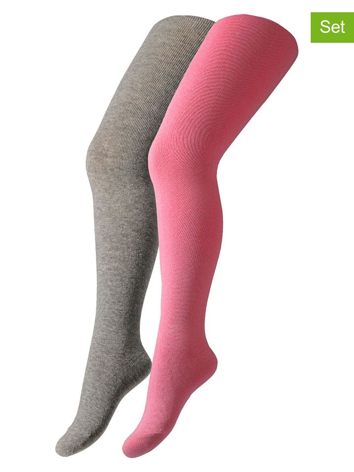 camano Rajstopy (2 pary) w kolorze jasnoróżowym i szarym rozmiar: 98/104