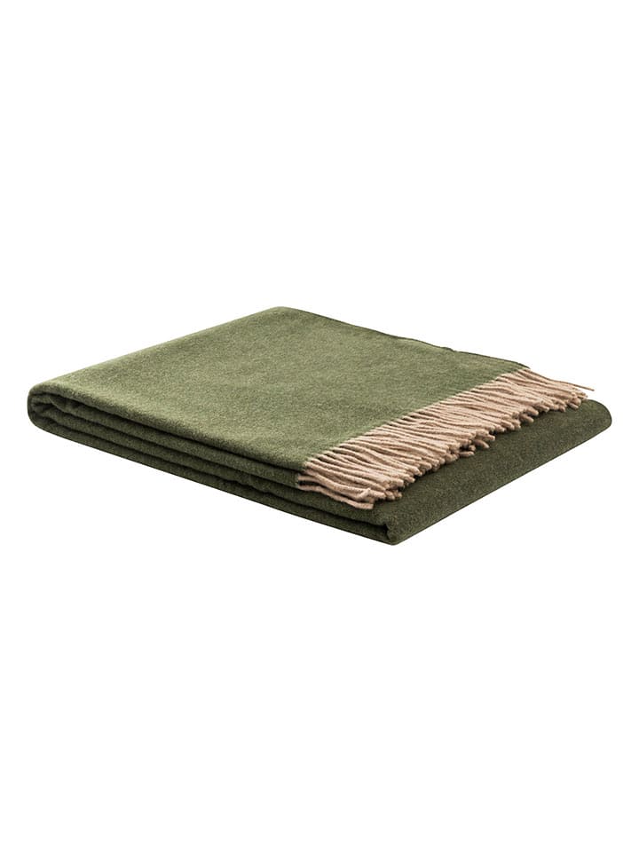 Lanerossi Wełniany koc "Ulisse" w kolorze ciemnozielonym - 180 x 130 cm rozmiar: onesize