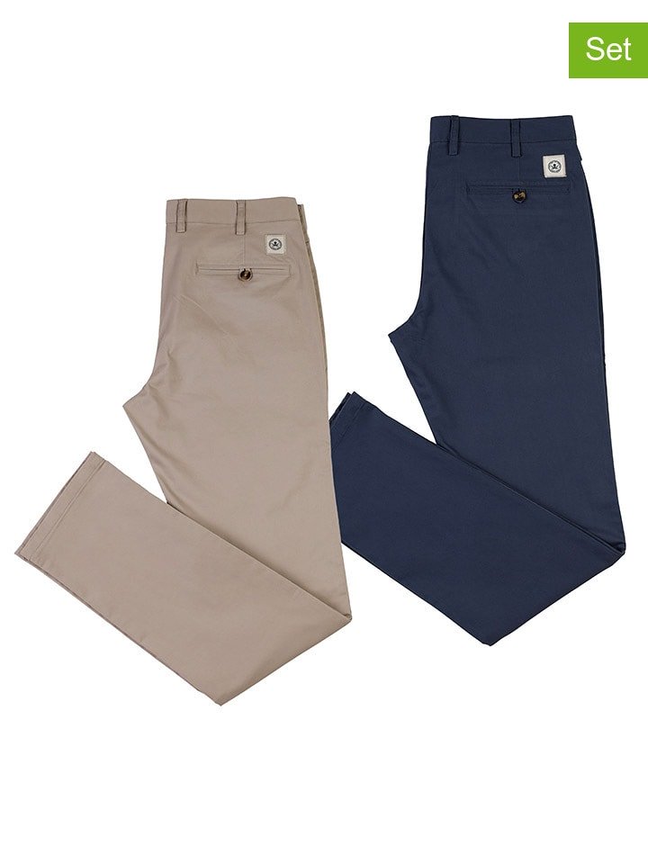 The Time of Bocha Spodnie chino (2 szt.) w kolorze antracytowo-beżowym rozmiar: 54