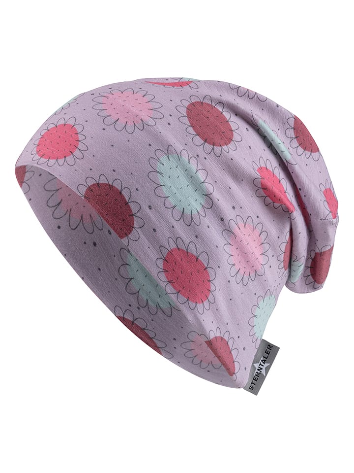 Sterntaler Czapka beanie "Flowers" w kolorze fioletowym rozmiar: 49 cm