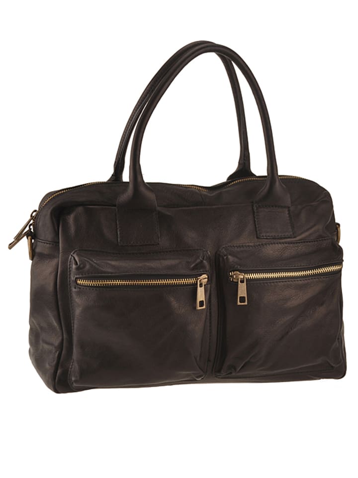 ORE10 Skórzana torebka "Starna" w kolorze czarnym - 34 x 26 x 14 cm rozmiar: onesize