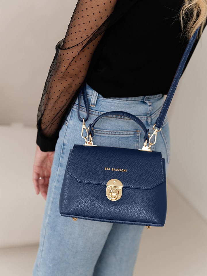 Lia Biassoni Skórzana torebka "Calopinace" w kolorze granatowym - 23 x 16 x 12 cm rozmiar: onesize