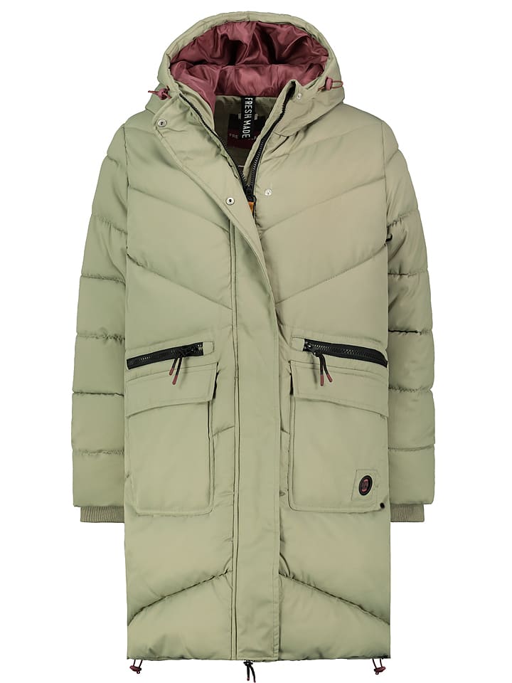 Fresh Made Płaszcz pikowany w kolorze khaki rozmiar: L