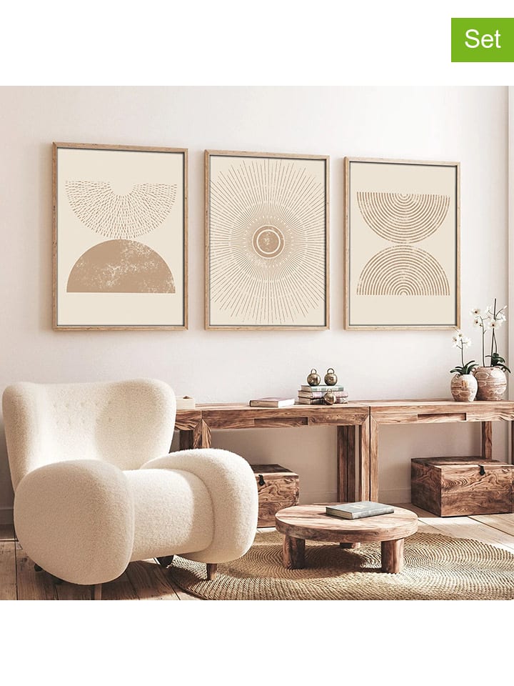 wall addiction Druki na drewnie (3 szt.) w ramce rozmiar: 50x70 cm