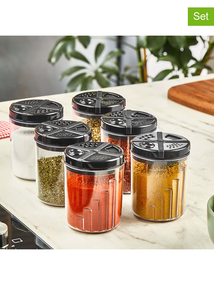 Violeta Home Słoiki (6 szt.) w kolorze czarnym na przyprawy - 300 ml rozmiar: onesize