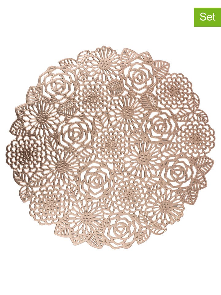 Villa d´Este Podkładki stołowe (6 szt.) "Roses" w kolorze złotym - Ø 38 cm rozmiar: onesize