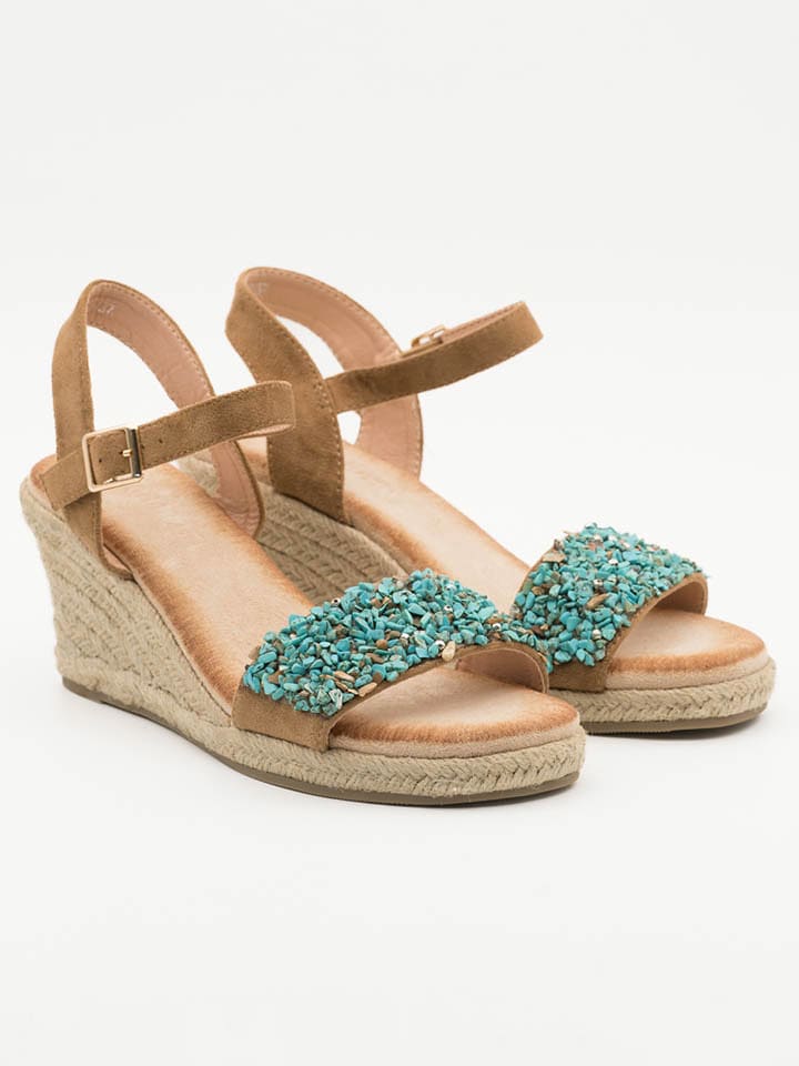 Bellucci Sandały w kolorze jasnobrązowym na koturnie rozmiar: 41