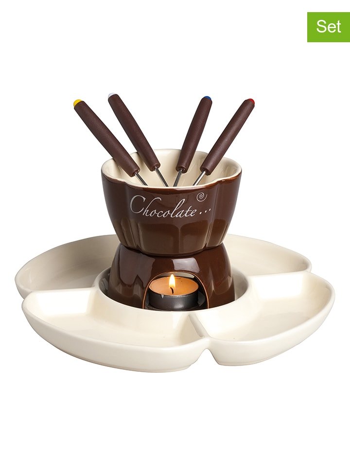 Trendy Kitchen by EXCÉLSA 8-częściowy zestaw w kolorze brązowo-kremowym do fondue rozmiar: onesize