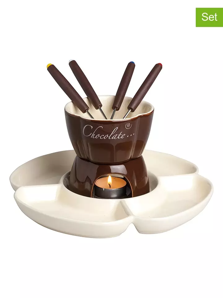 Trendy Kitchen by EXCÉLSA 8-częściowy zestaw w kolorze brązowo-kremowym do fondue rozmiar: onesize
